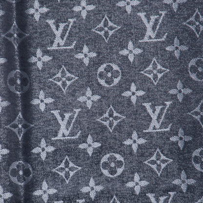 Louis Vuitton Silk Lurex Wool Monogram Shine Shawl Charcoal Grey 3 of 6