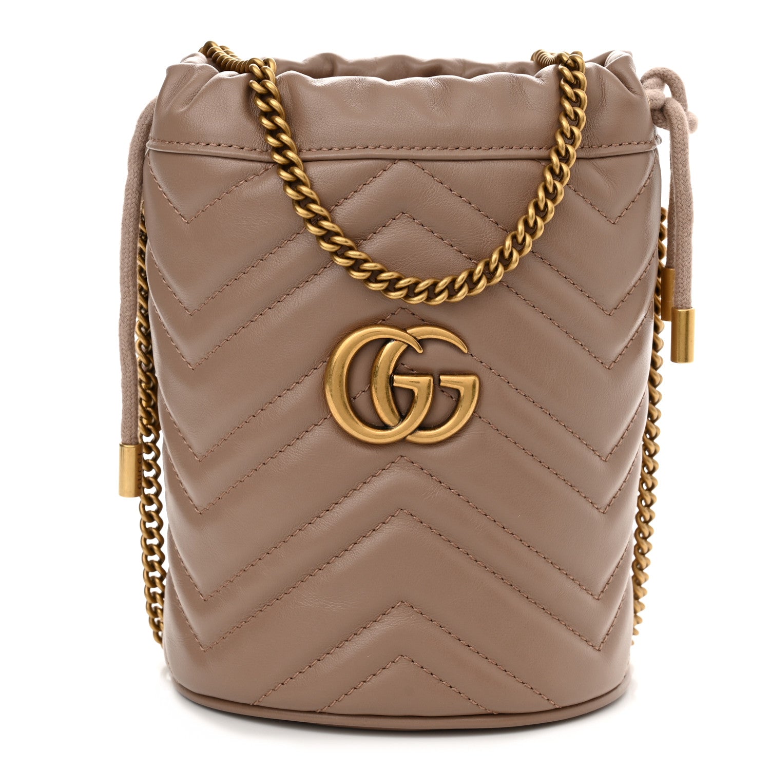 Gucci Calfskin Matelasse Mini GG Marmont 2.0 Bucket Bag Porcelain Rose 1 of 10
