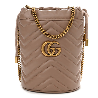 Gucci Calfskin Matelasse Mini GG Marmont 2.0 Bucket Bag Porcelain Rose 1 of 10