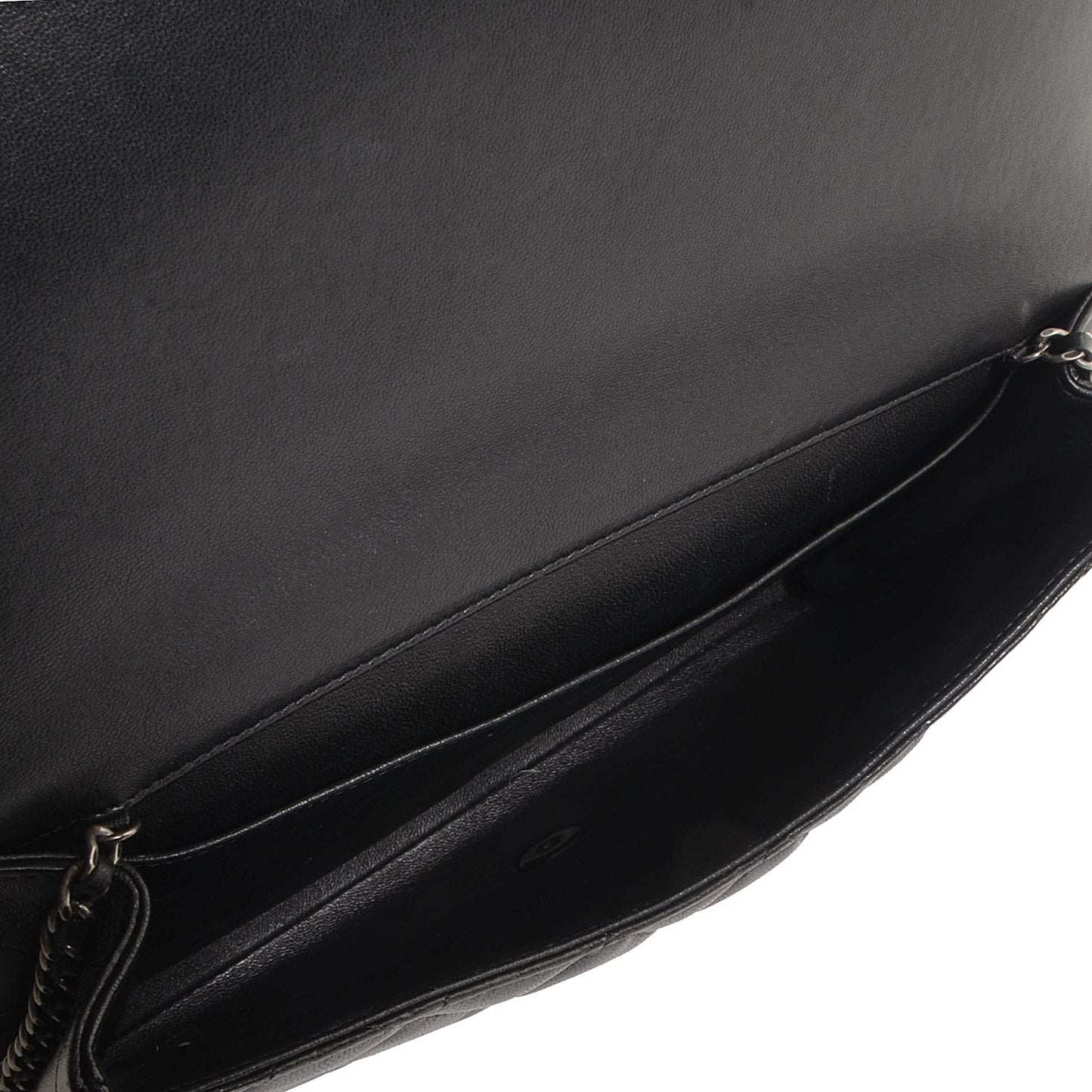 Lambskin Quilted Clutch With Chain Flap Black