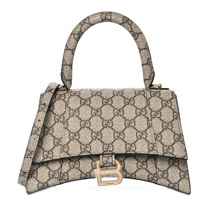 Balenciaga X GUCCI GG Supreme Monogram Small Hourglass Top Handle Bag Beige Ebony 1 of 10