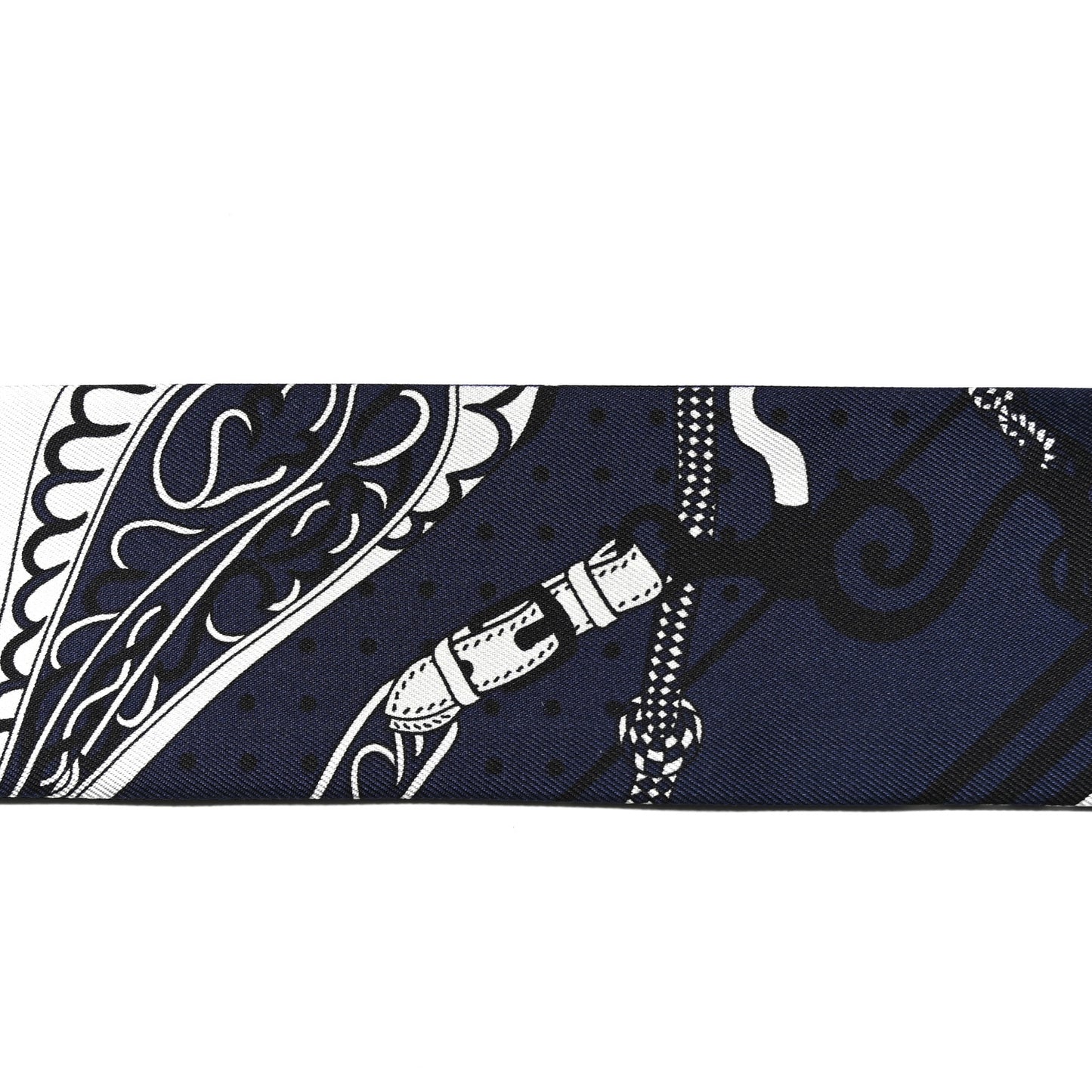 Silk Festival Des Amazones Bandana Fringed Twilly Bleu Black