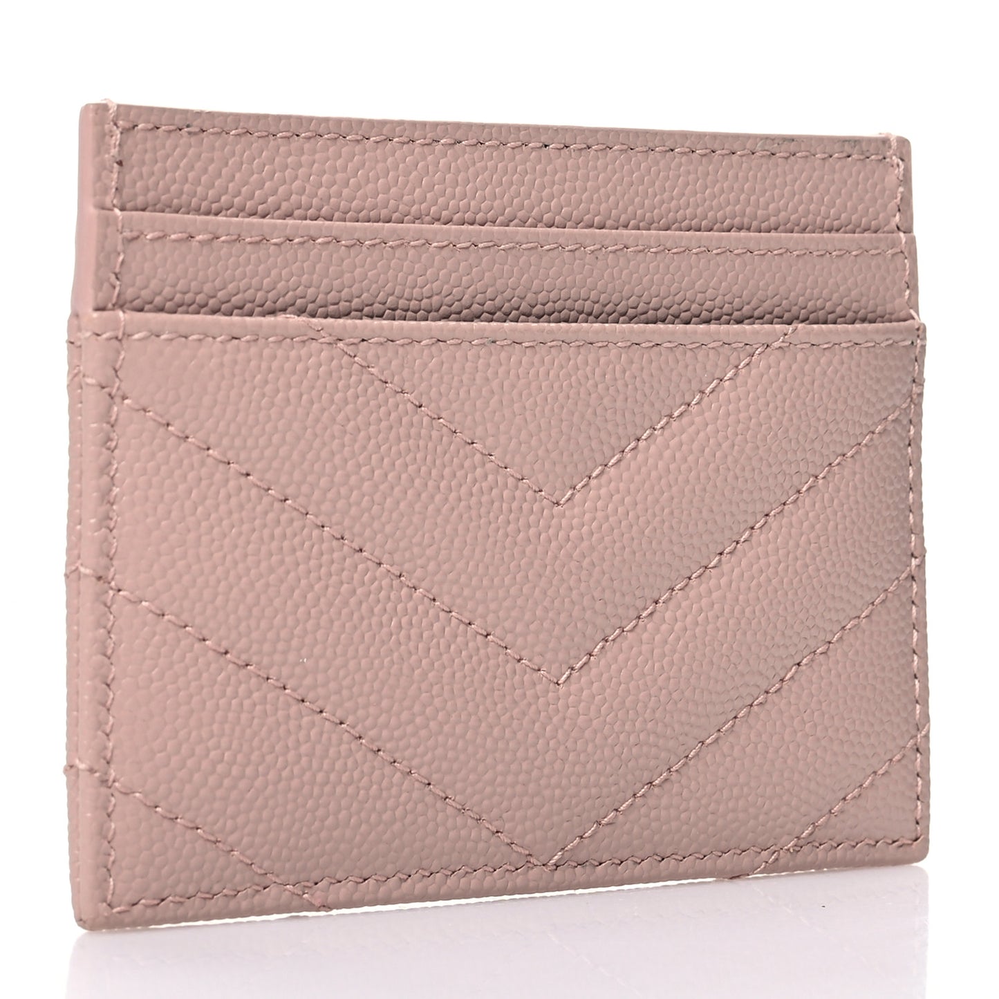 Grain De Poudre Matelasse Chevron Monogram Credit Card Case Pale Pink
