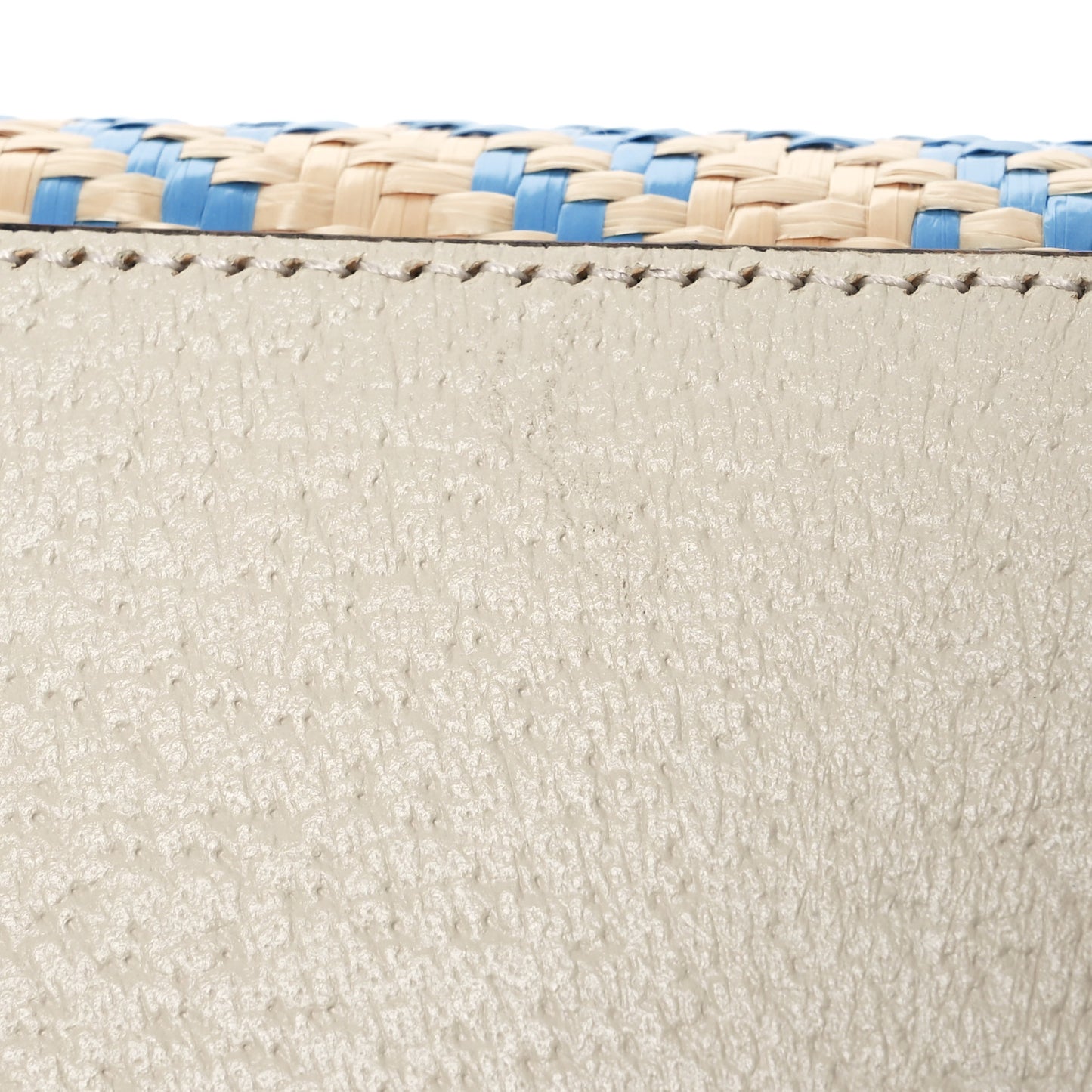 Raffia Textured Dollar Calfskin Web Houndstooth Mini Diana Tote Bag Light Blue Natural Deep Orange
