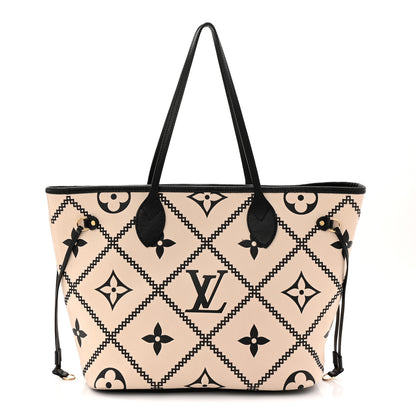 Louis Vuitton Empreinte Monogram Giant Broderies Neverfull MM Cream Black 1 of 12