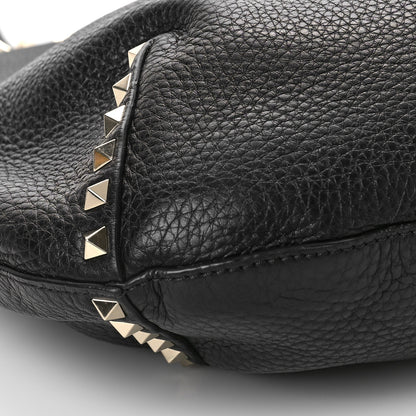 Valentino Garavani Grained Calfskin Large Rockstud Hobo Black 7 of 8
