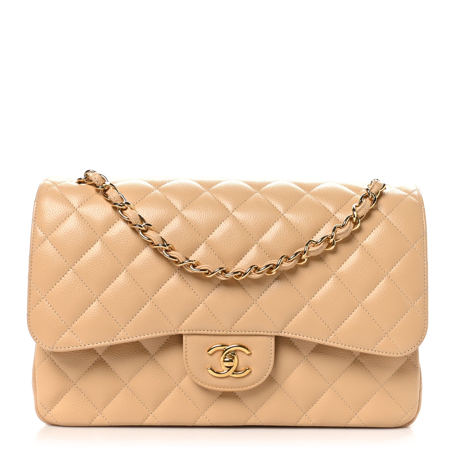 Chanel Caviar Quilted Jumbo Double Flap Beige 1 of 10