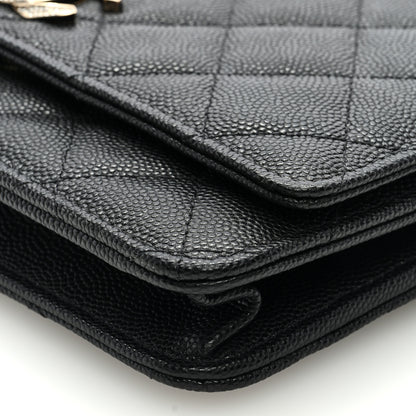 Chanel Caviar Quilted Crystal Enamel CC Wallet On Chain WOC Black 9 of 9