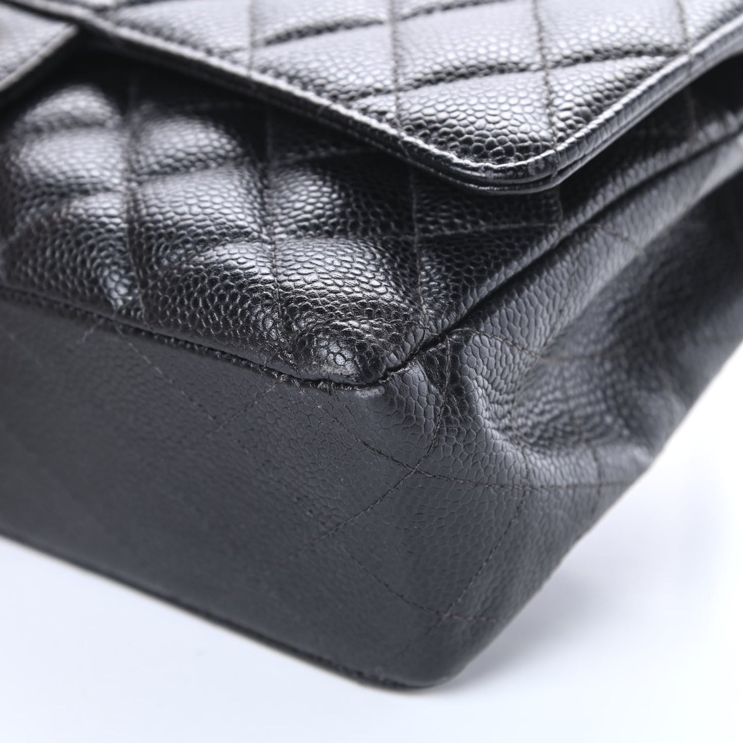 Caviar Quilted Medium Double Flap Black