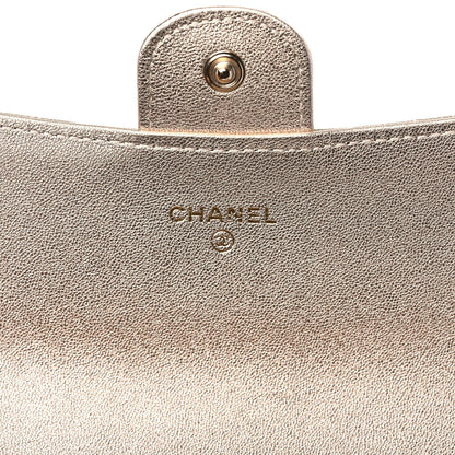 Chanel Metallic Lambskin Quilted Large Gusset Flap Wallet Gold 6 of 11