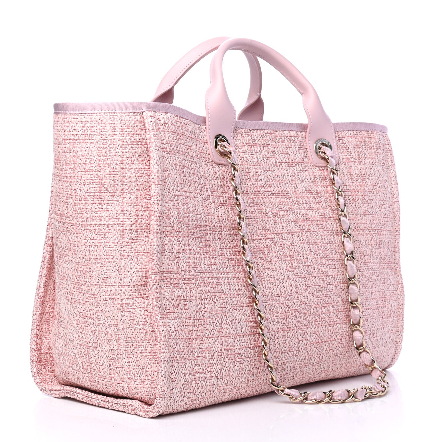 Chanel Lurex Boucle Deauville Medium Tote Pink 2 of 6