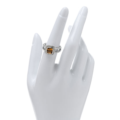 David Yurman Sterling Silver Diamond Citrine 7mm Petite Albion Ring 54 7 2 of 4