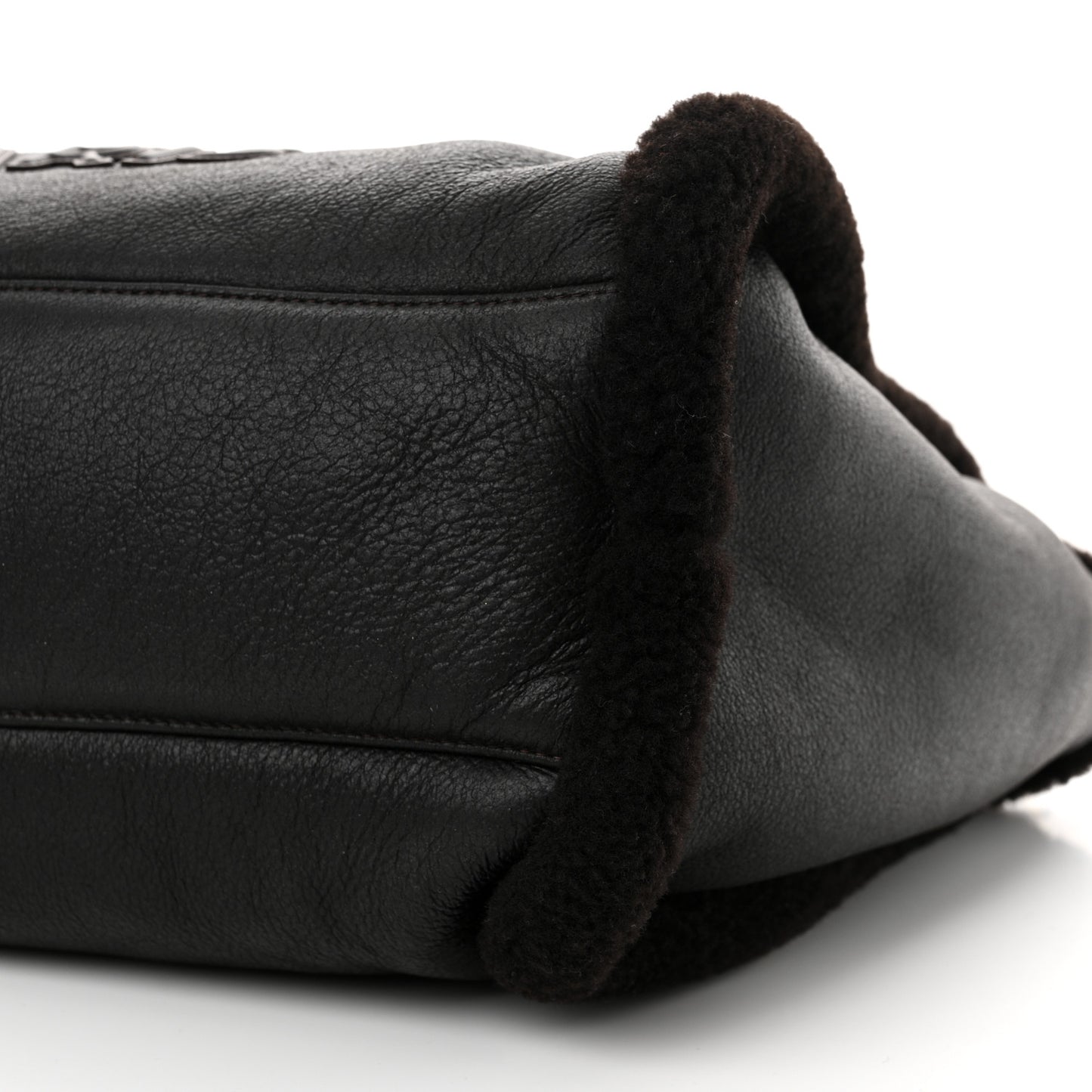 Lambskin Shearling Medium Deauville Tote Dark Brown