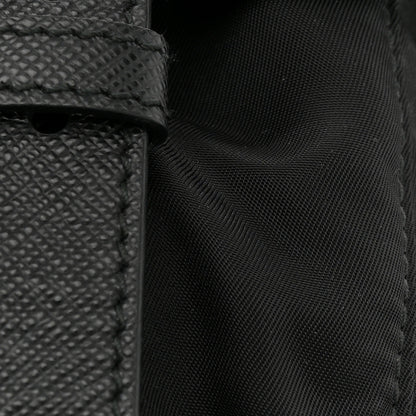 Prada Tessuto Nylon Saffiano Double Buckle Messenger Shoulder Bag Black 10 of 10