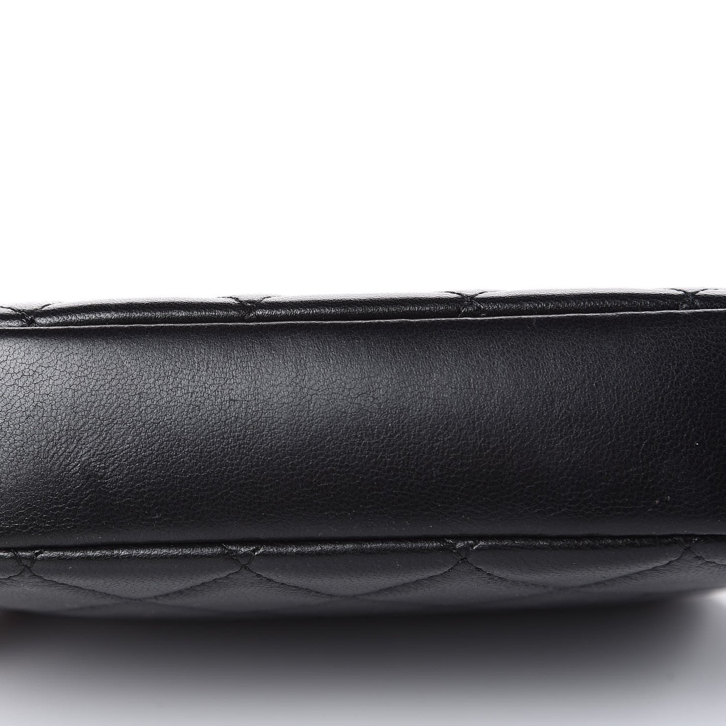 Lambskin Quilted Small Curvy Pouch Cosmetic Case Black