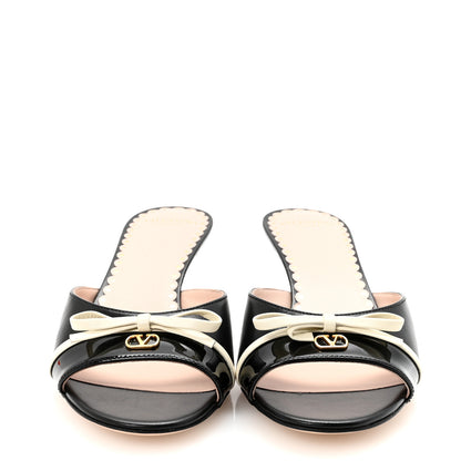 Valentino Garavani Calfskin Patent Bepointy Slide Sandals 36 Black Light Ivory 3 of 9