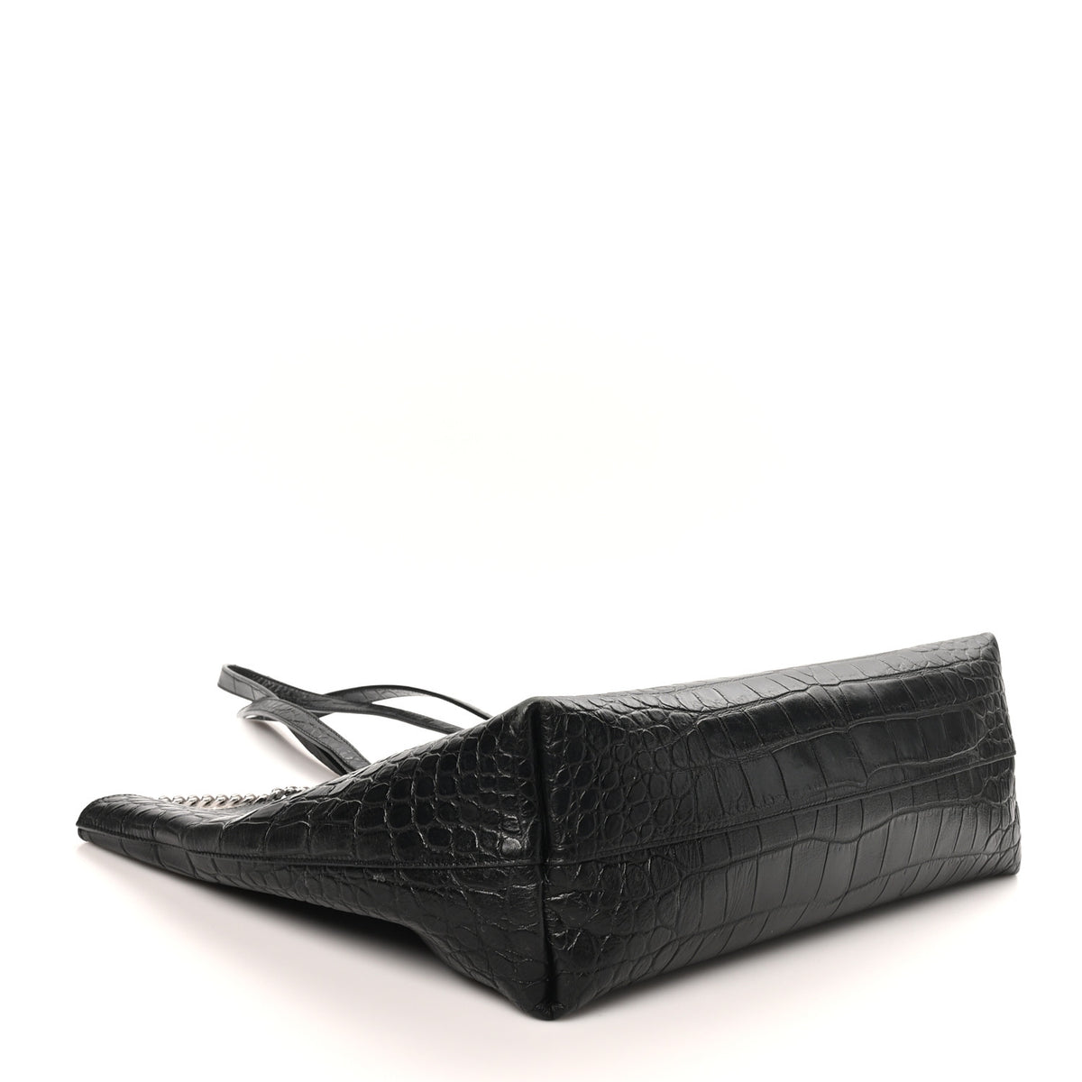 Saint Laurent Calfskin Crocodile Embossed Large Shopper Tote Black 5 of 12