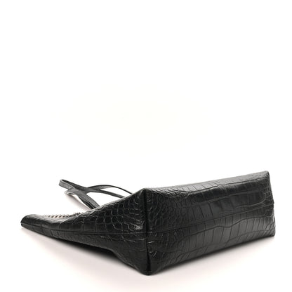 Saint Laurent Calfskin Crocodile Embossed Large Shopper Tote Black 5 of 12