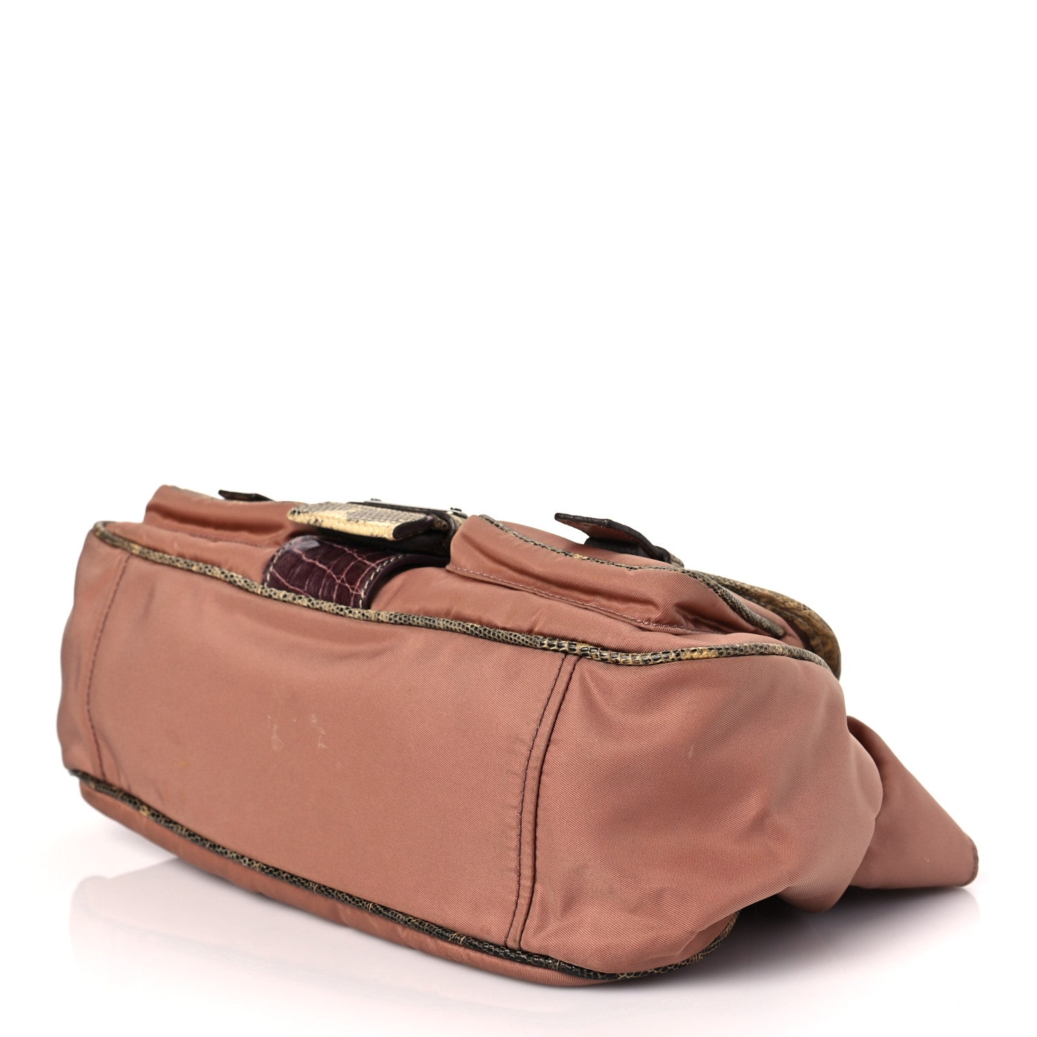 Prada Tessuto Nylon Snakeskin Shoulder Bag Pink 8 of 8
