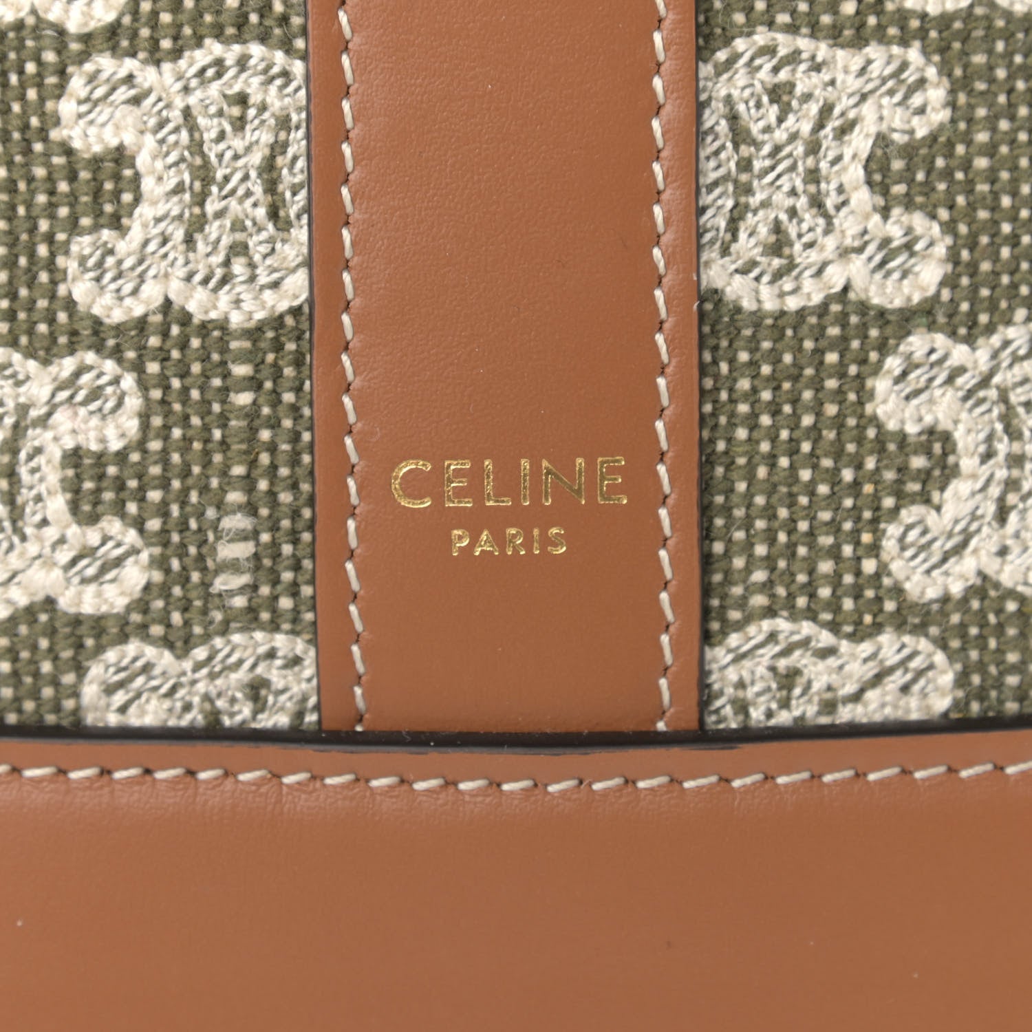 Celine Triomphe Canvas Calfskin Small Bucket Bag Green 6 of 11