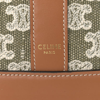 Celine Triomphe Canvas Calfskin Small Bucket Bag Green 6 of 11