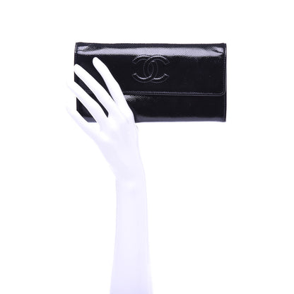 Chanel Patent Caviar Timeless CC Large Gusset Flap Wallet Black 2 of 8