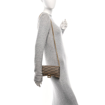 Balenciaga Coated Canvas BB Monogram Hourglass Chain Bag Beige Brown 3 of 9