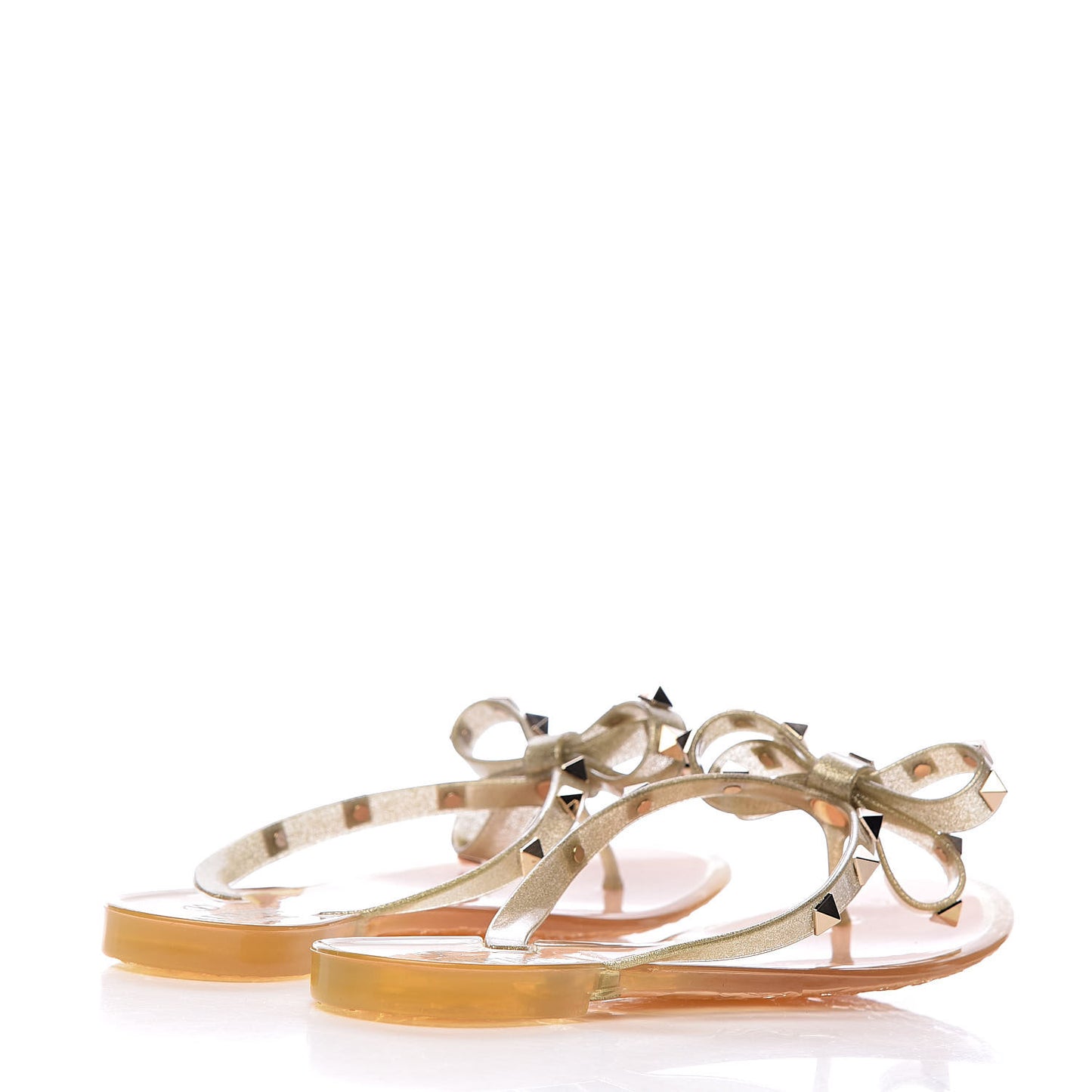 PVC Jelly Glitter Rockstud Bow Thong Sandals 35 Oro
