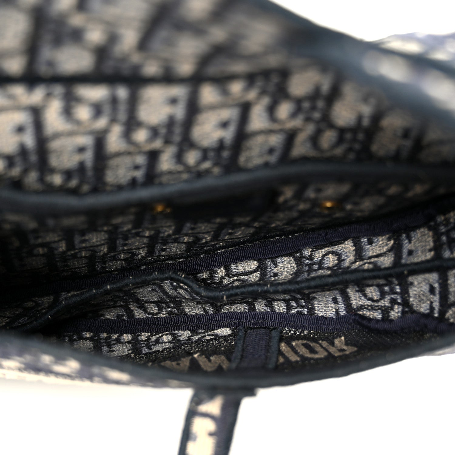 Christian Dior Oblique Embroidered Saddle Bag Blue 5 of 10