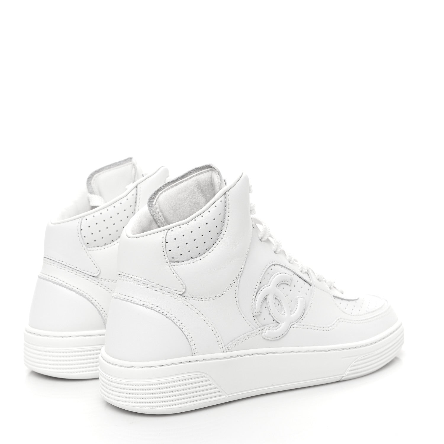 Chanel Calfskin CC High Top Sneaker 38.5 White 4 of 9