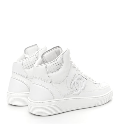 Chanel Calfskin CC High Top Sneaker 38.5 White 4 of 9