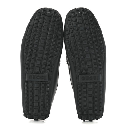 Gucci Soft Clove Calfskin Monochrome Mens Interlocking G Driver Loafers 10.5 Black 5 of 9