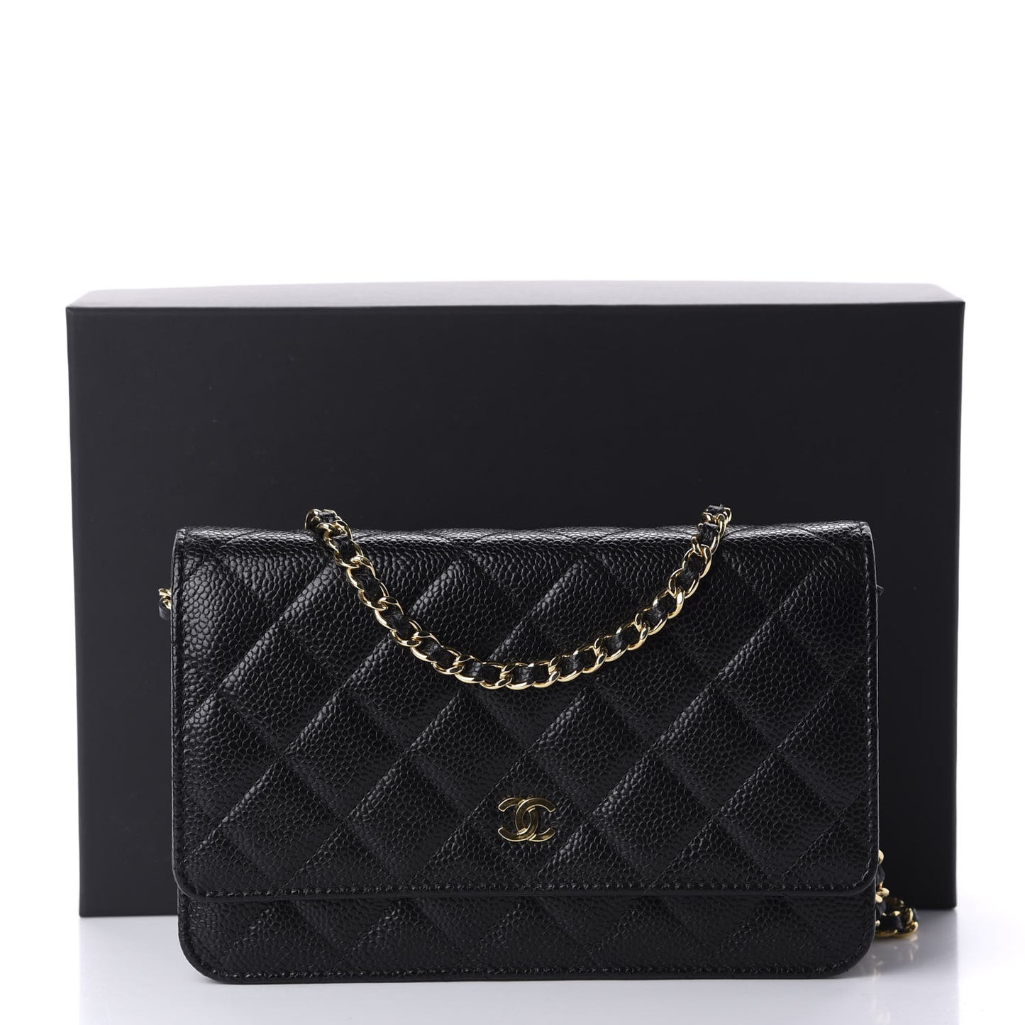 Caviar Quilted Wallet On Chain WOC Black