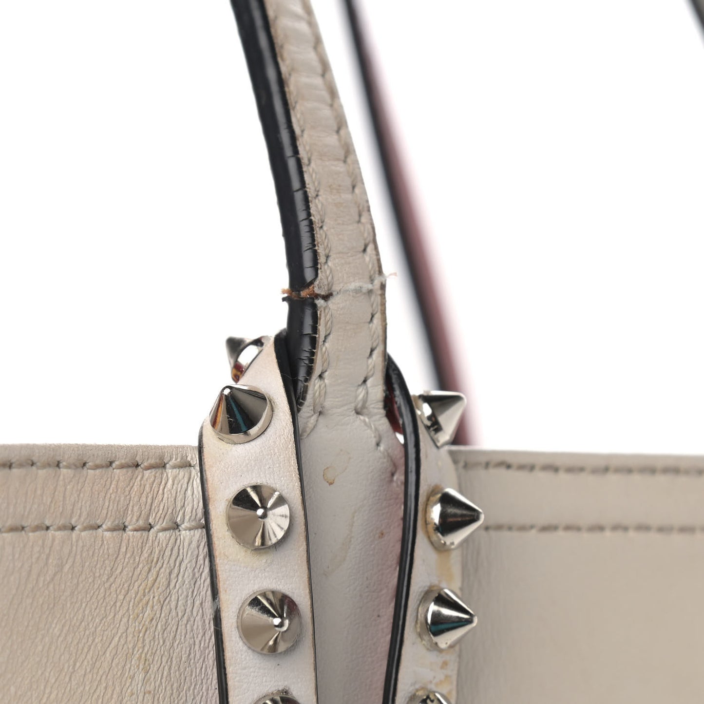 Calfskin PVC Love Spikes East West Cabata Tote Latte Multicolor