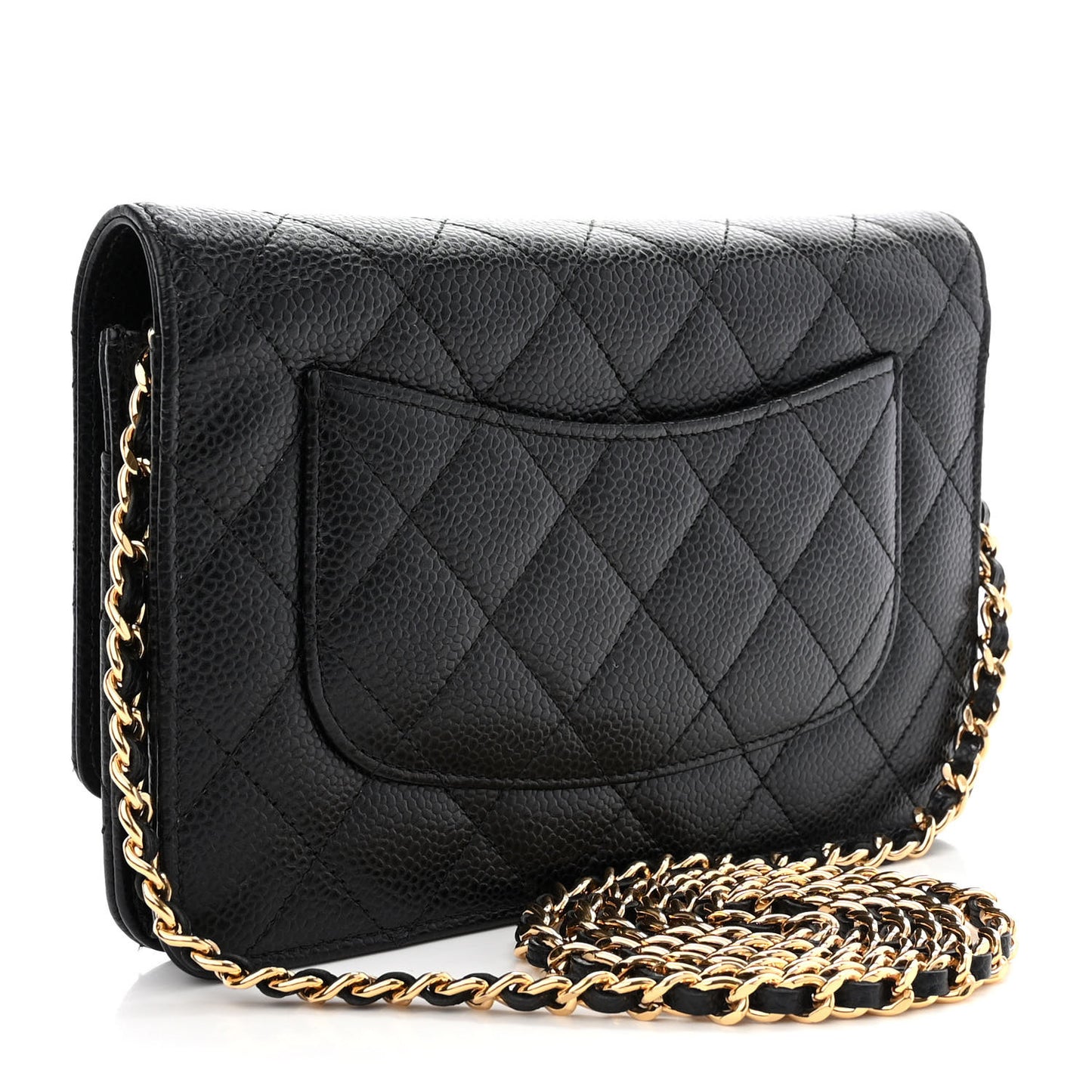 Caviar Quilted Wallet on Chain WOC Black