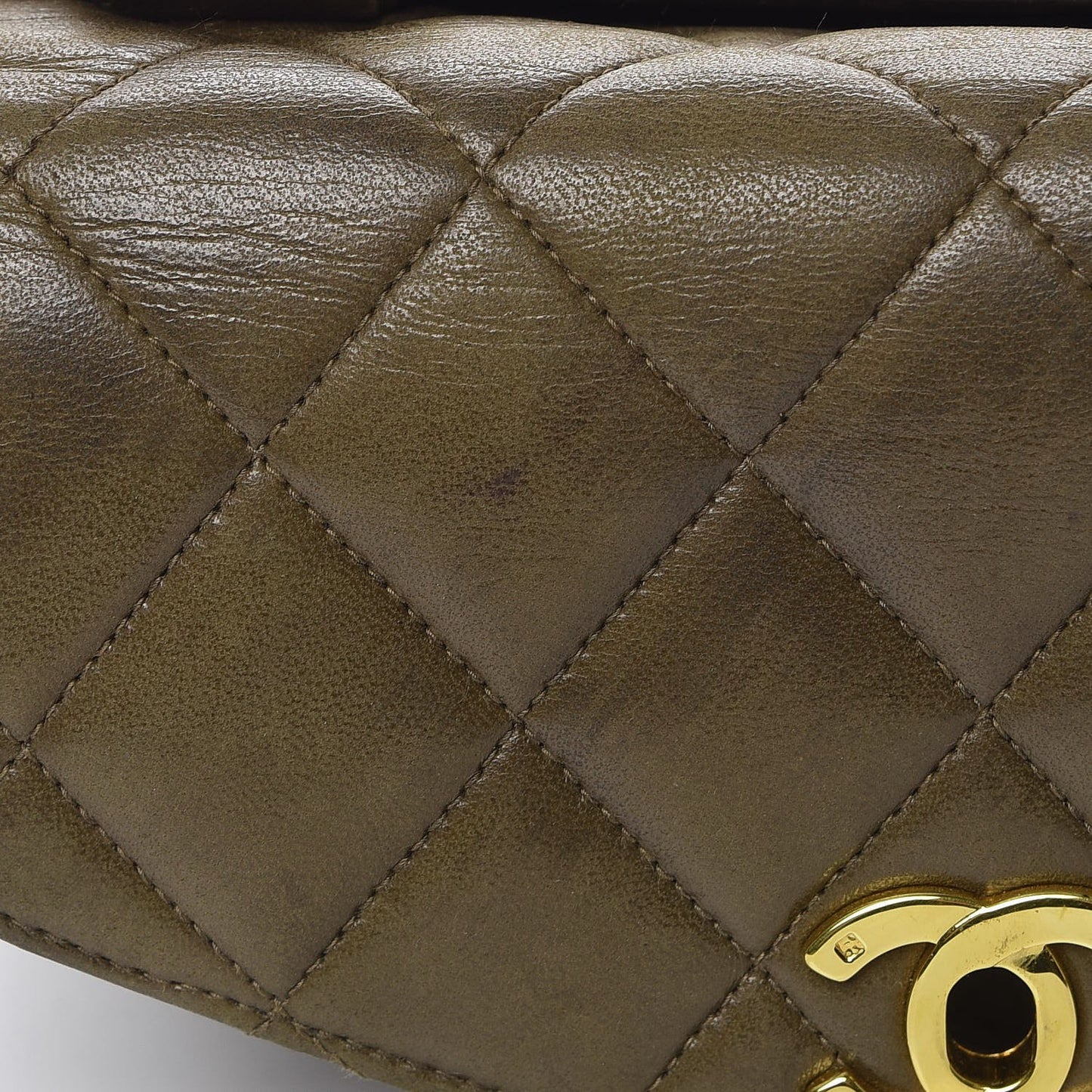 Lambskin Quilted Flap Shoulder Bag Green