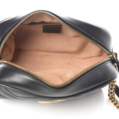 Gucci Calfskin Matelasse Small GG Marmont Chain Shoulder Bag Black 5 of 9