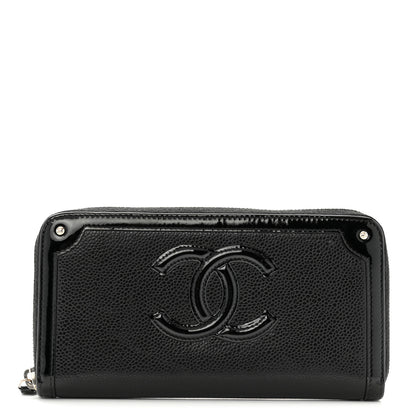 Chanel Caviar Patent Small CC Contour Zip Around Wallet Black 1 of 11