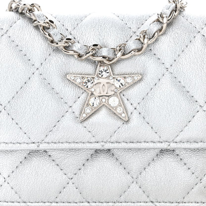 Chanel Metallic Lambskin Crystal Quilted Star Chain Belt Bag Silver 9 of 12