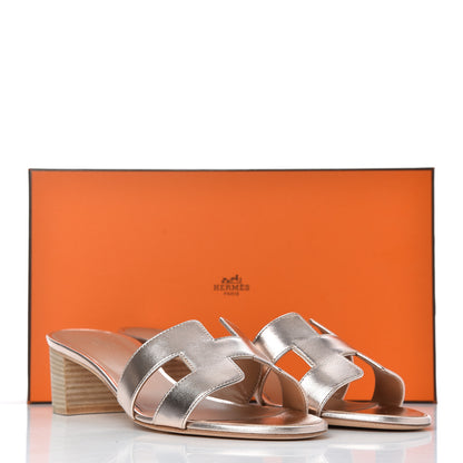 Hermes Metallic Nappa Oasis Sandals 40 Rose Dore 14 of 14