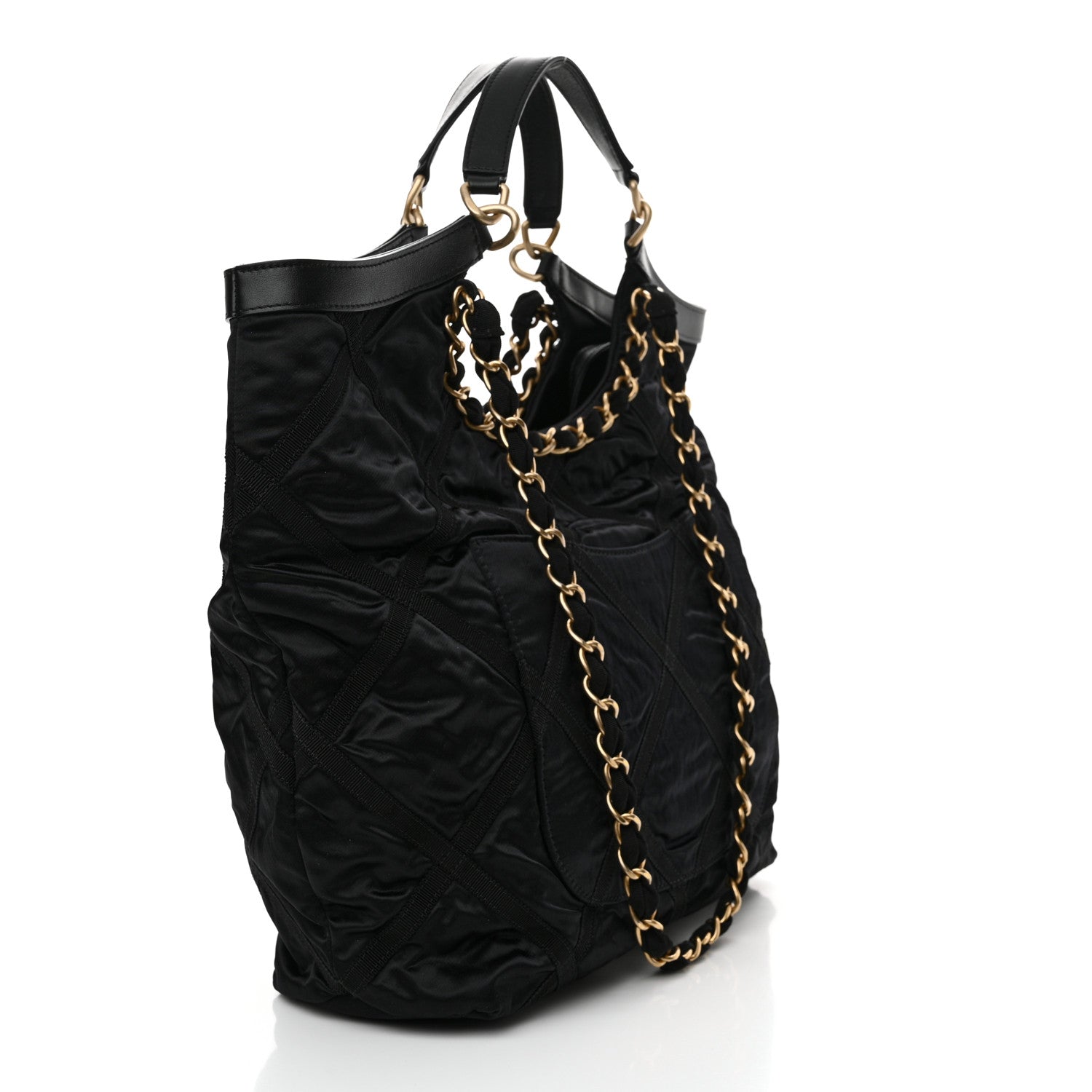 Chanel Nylon Grosgrain Quilted Lifestyle Shopping Tote Black 4 of 12