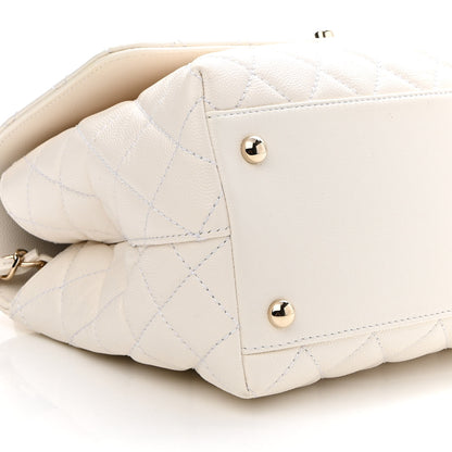 Chanel Caviar Quilted Small Coco Handle Flap White 8 of 9