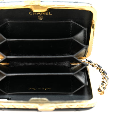 Chanel Glazed Goatskin Quilted Small Box With Chain Black 5 of 11