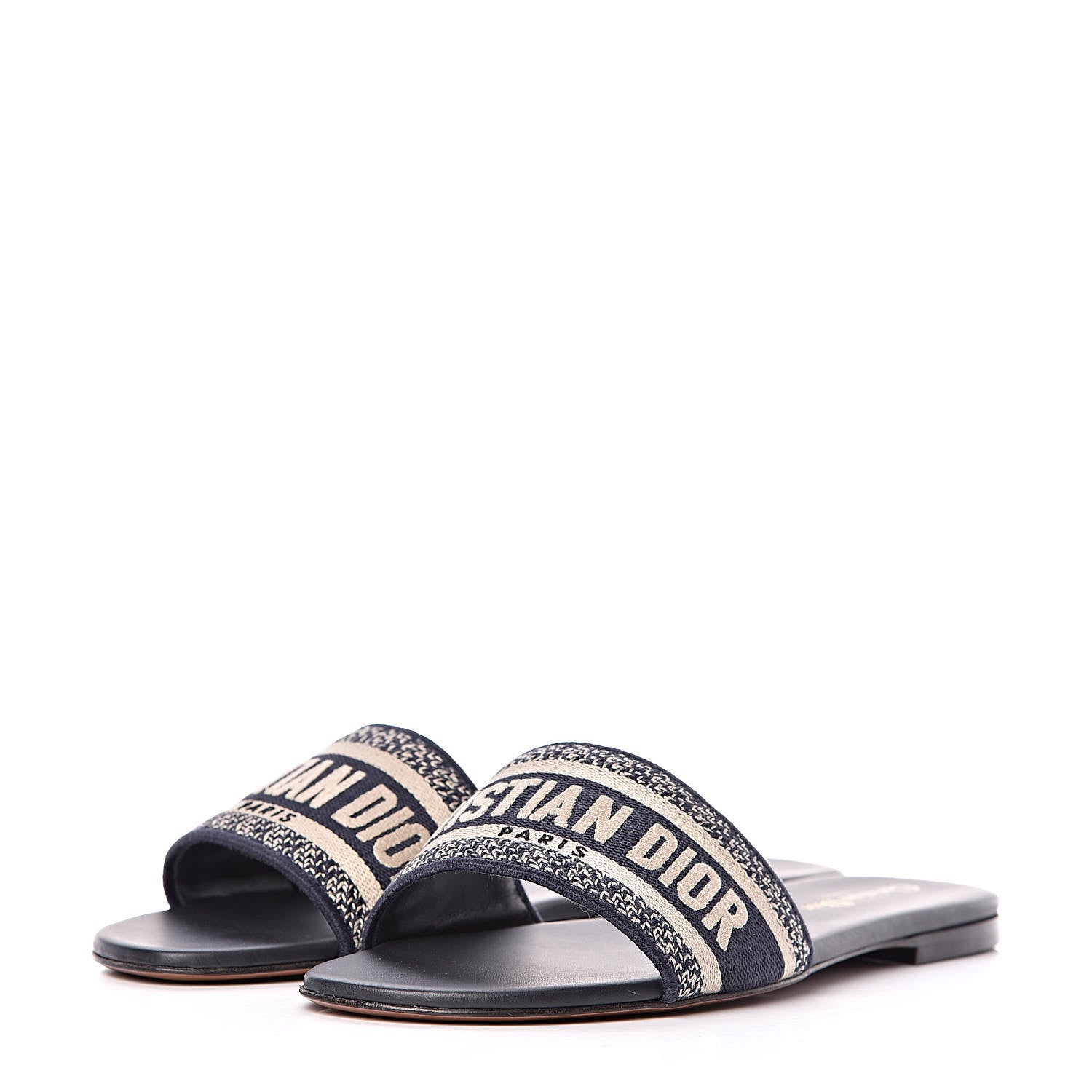 Christian Dior Canvas Embroidered Dway Mules Slide Sandals 41 Deep Blue 3 of 8