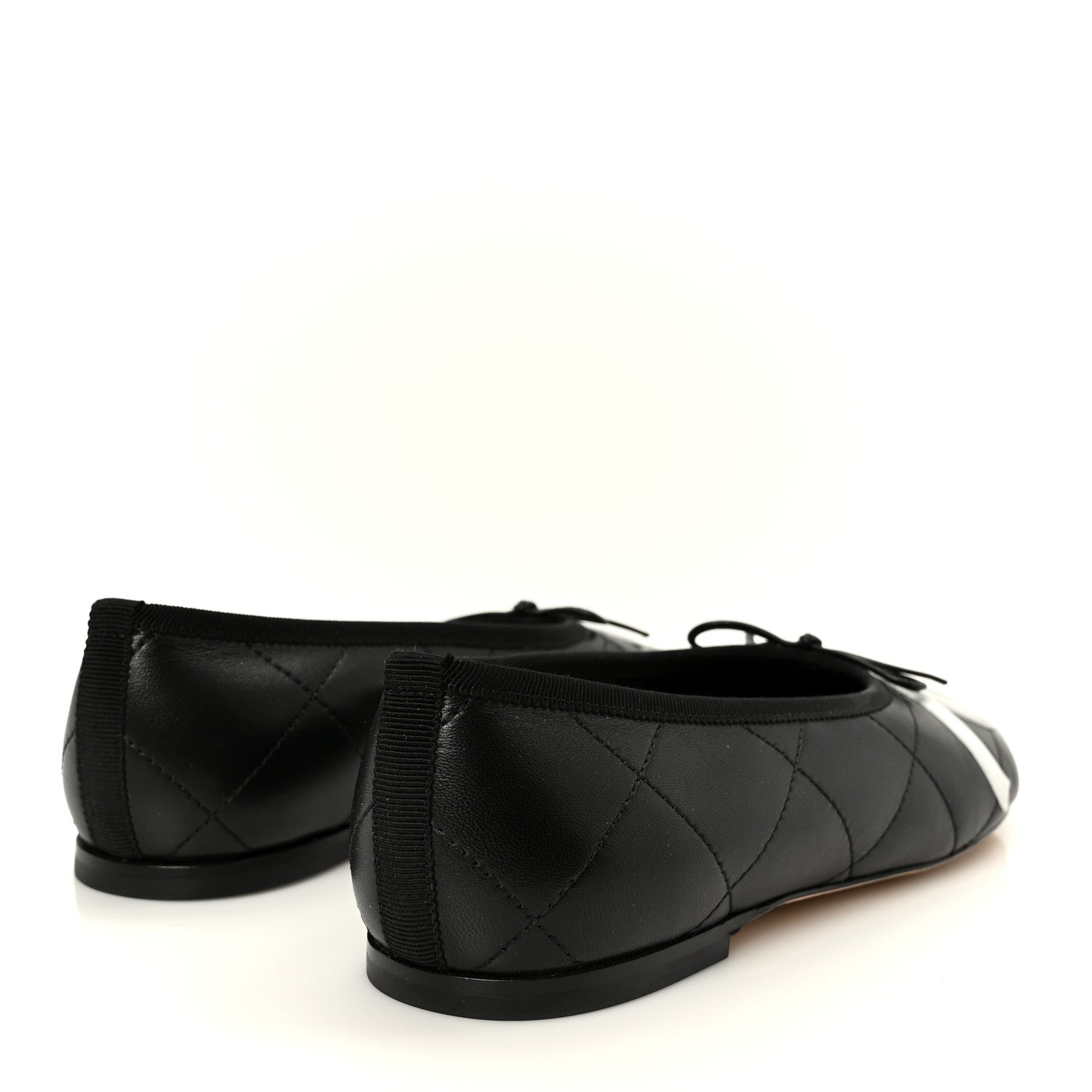 Chanel Lambskin Quilted CC Cambon Ballet Flats 38.5 Black White 5 of 11