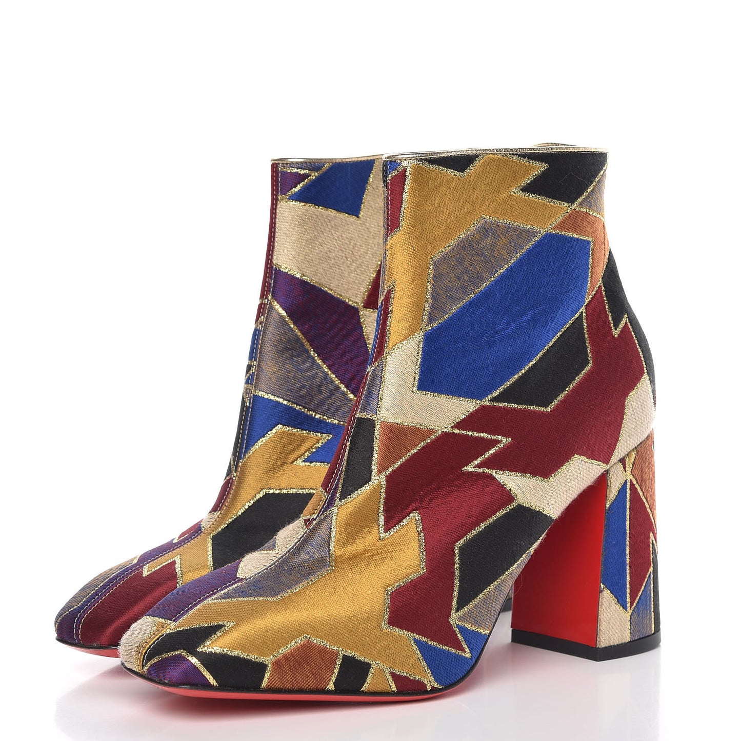 Nappa Silk Tissu Geometrique Hilconico 85 Booties 39.5 Multicolor