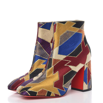 Christian Louboutin Nappa Silk Tissu Geometrique Hilconico 85 Booties 39.5 Multicolor 3 of 13