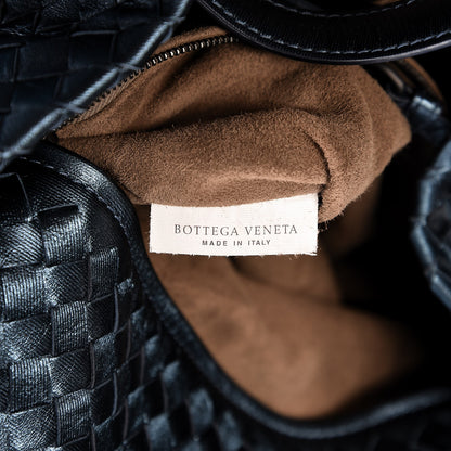 Bottega Veneta Metallic Grosgrain Intrecciato Medium A Shape Seamless Tote Blue 7 of 9