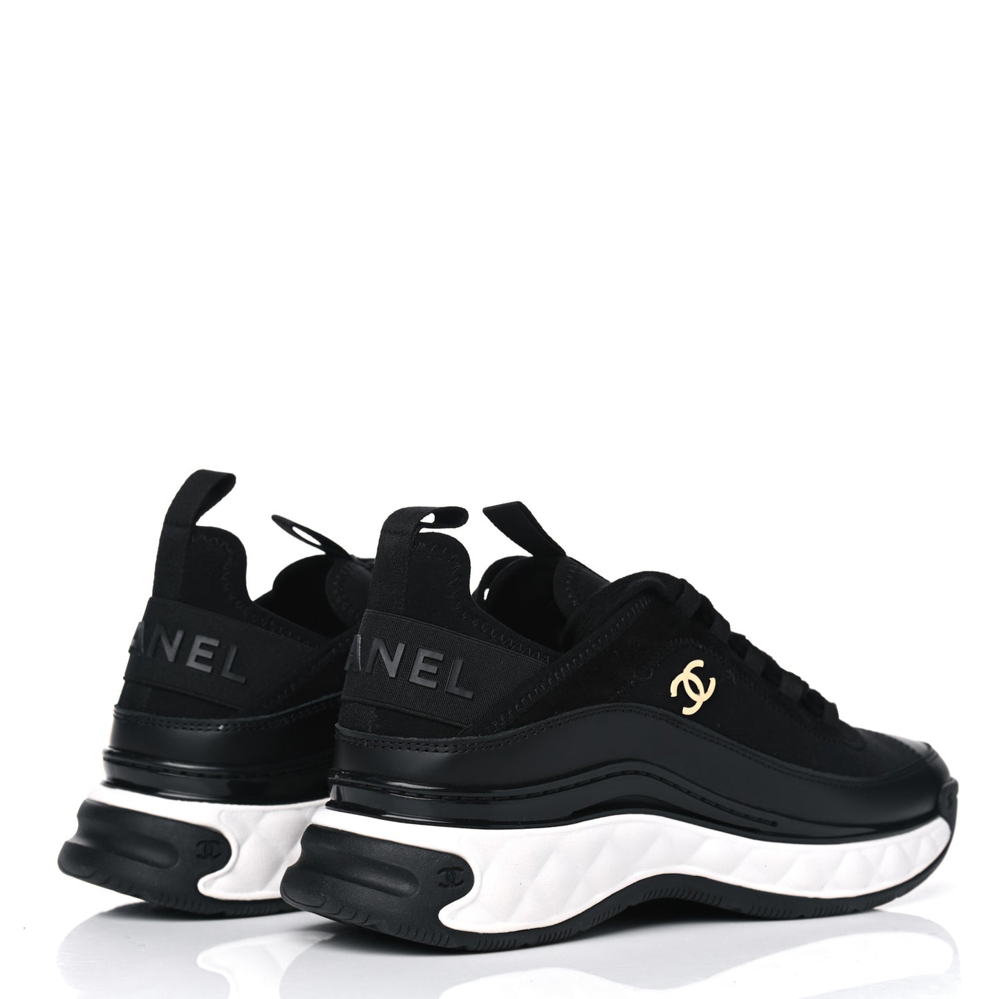 Velvet Calfskin Mixed Fibers CC Sneakers 36.5 Black