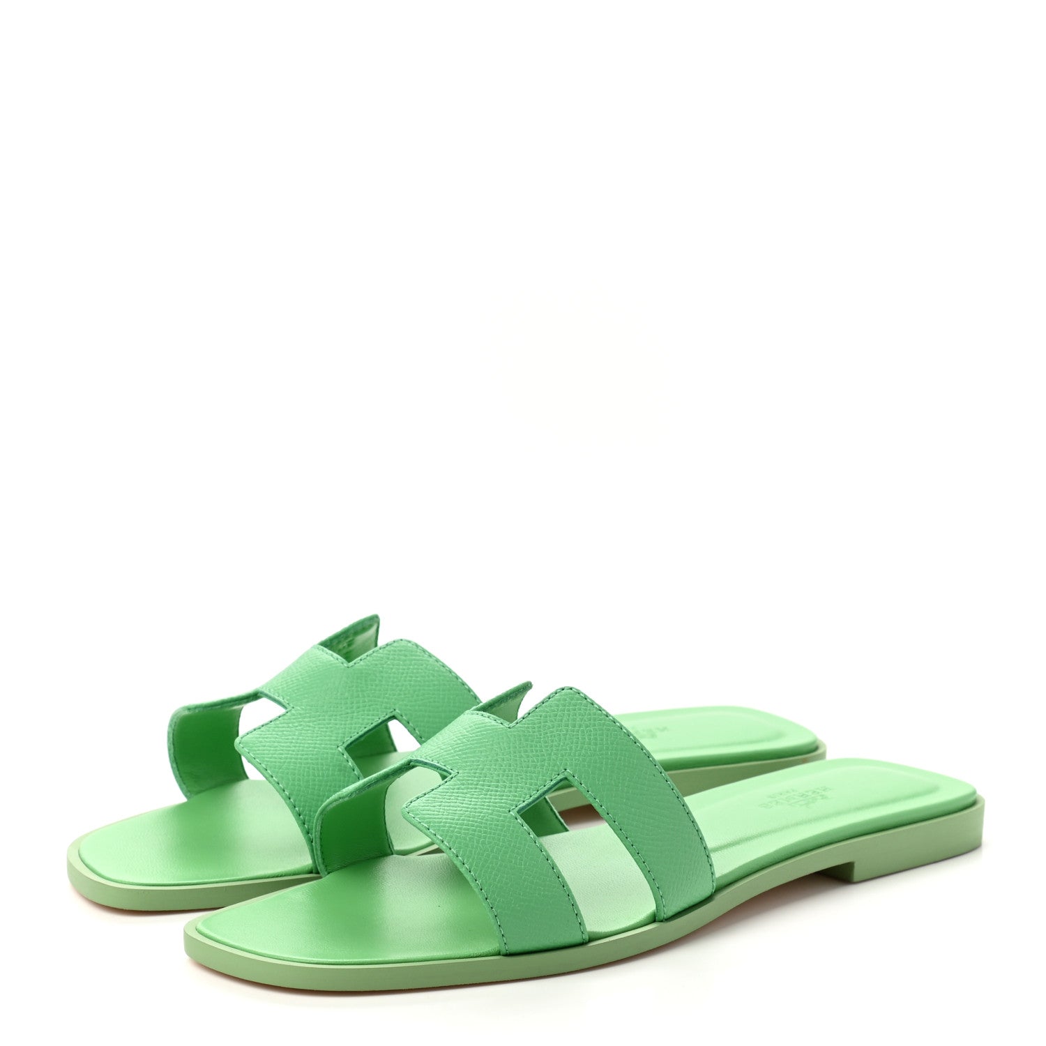 Hermes Epsom Oran Sandals 38.5 Vert Pomme 3 of 9